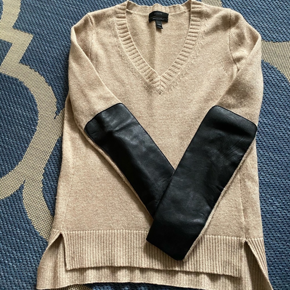 Jcrew cashmere sweater with leather details